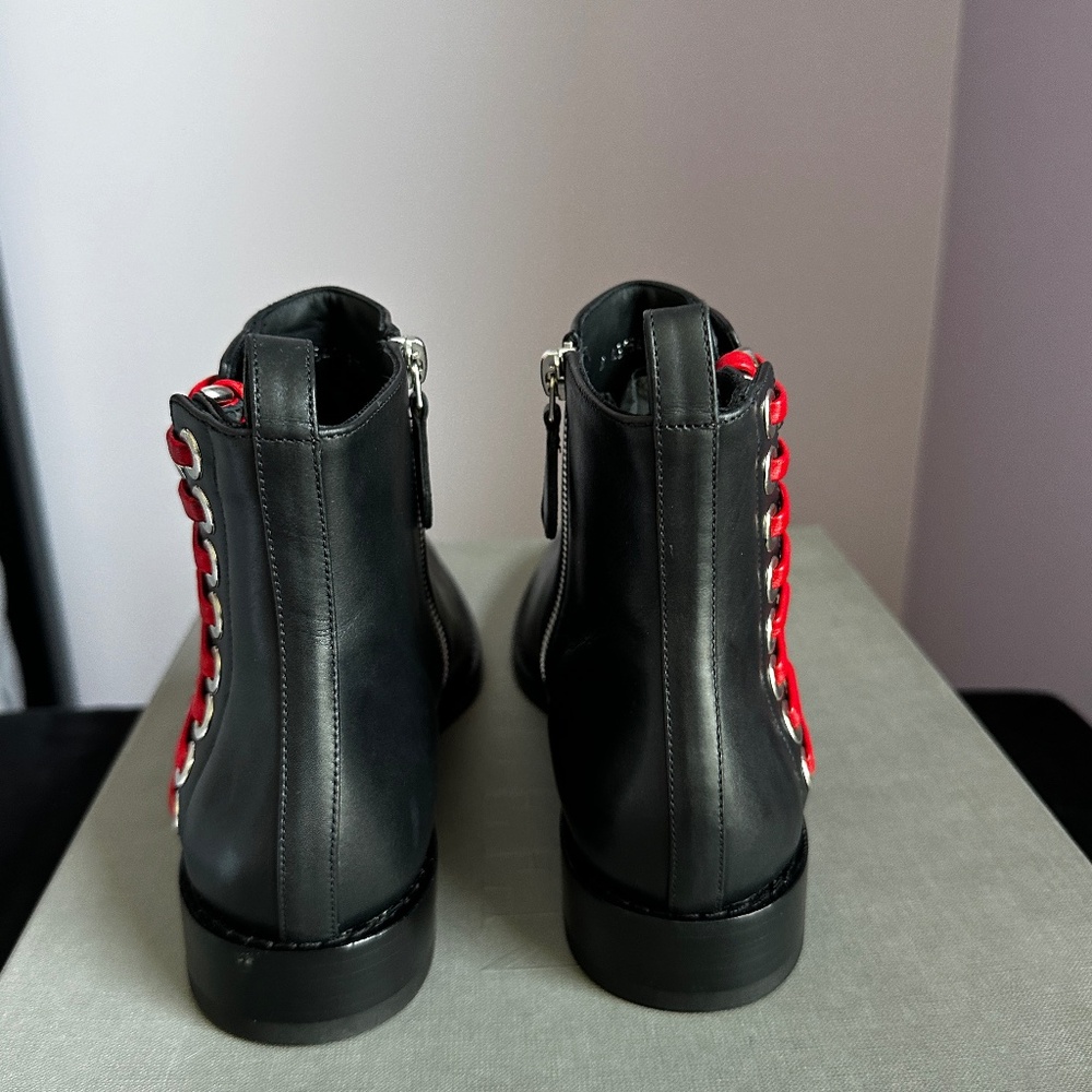 Alexander McQueen Braided Chain Leather Ankle Boots - Picture 9 of 14